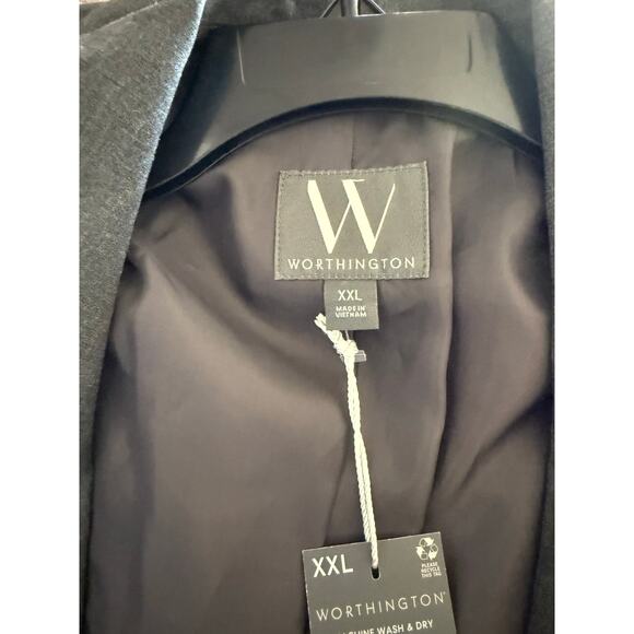 New Worthington Heathered Gray Single Button Relaxed Fit Blazer Jacket Size XXL - Picture 3 of 5